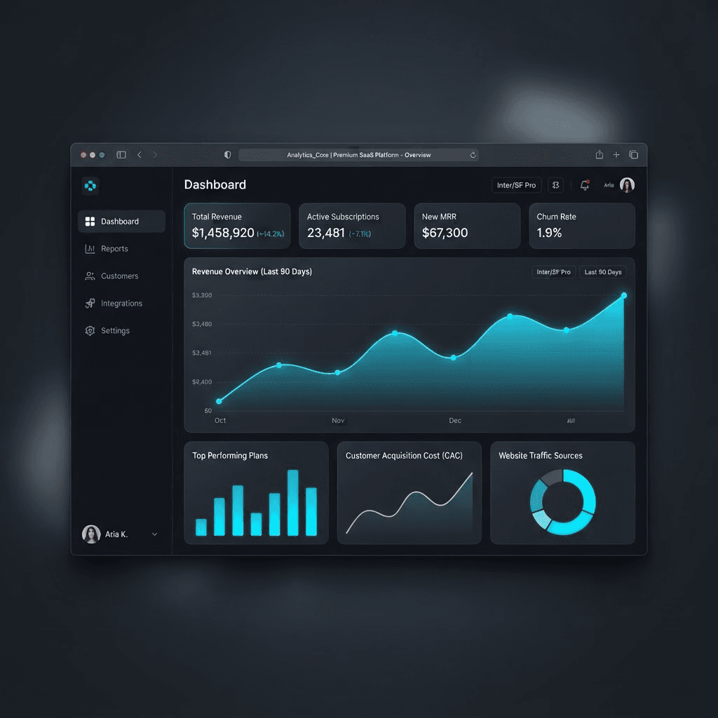 Analytics SaaS Platform, Web app and dashboard